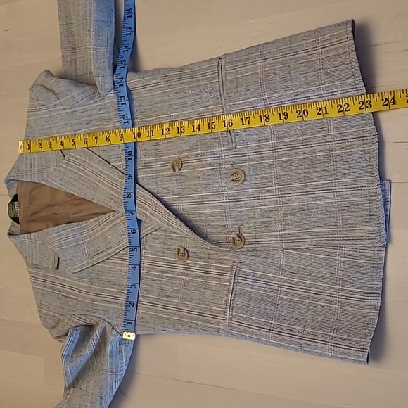 NWOT VTG Giovanni Bellini Grey Mutli Colored Plaid Wool 3/4 Sleeved Blazer - Picture 4 of 12